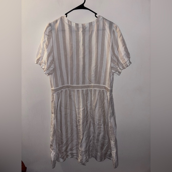 Loft Linen Blend Puff Sleeve Button Front Dress - Picture 4 of 4